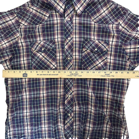 Wrangler Pearl Snap Shirt Mens XL Plaid Button Up Western Rodeo Cowboy Country - Picture 5 of 6